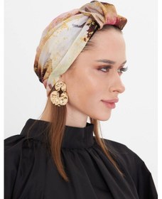 Resim Hürrem Bone Gold Pratik Hazır Geçmeli Tesettür Bone Kesik Elyaf Retro Desenli 2409 03 Gold Sarı 