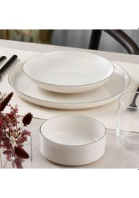 Resim Güral Porselen Carine 18 Parça 6 Kişilik Yemek Takımı Pırlanta Beyaz 