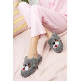 Resim Stwenn Pofuduk Hayvan Figürlü Panduf Kadın Ev Teliği 