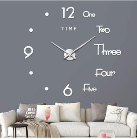 Resim Dıy 3D Dekoratif Büyük Boy Sticker Duvar Saati Gümüş 