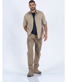 Resim Combat Tactical Taktik Gömlek Fermuar Cepli Koruma Outdoor Gömlek Bej 