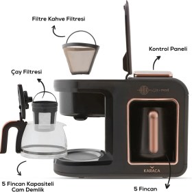 Resim Karaca Hatır Bol Köpüklü Dokunmatik Konuşan 5 Ürün 1 Arada Közde Türk Kahvesi, Sütlü Türk Kahvesi, Sütlü Içecek Hazırlama, Filtre Kahve ve Çay Demleme Makinesi 