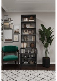 Resim %100 MDFLAM Koyu Gri Kapaklı Kitaplık K-38 