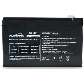 Resim Powerful Pfb-1207 12v 7ah 20hr Bakımsız Kuru Tip Akü 