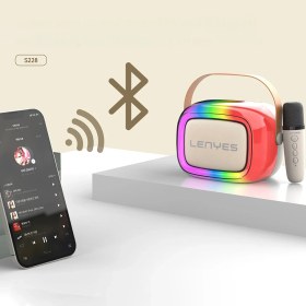 Resim Lenyes S228 Rgb Işıklı Askılı Mikrofonlu Bluetooth Speaker Hoparlör V5.3 Bej 