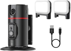 Resim 360 ° Gimbal Sabitleyici Masaüstü AI Otomatik İzleme Gimbal ile+Dolgu Işığı Smartphone Sabitleyici için Kurulum Kullanımı 