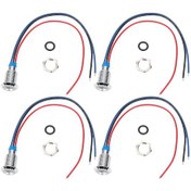 Resim Mufunye 4 Adet 10mm Ön Kabloolu Metal Led Işık, Ip67 Su Geçirmez, 3-6v Ortak Anot, Kırmızı-mavi İki Renkli, Araç/endüstriyel Kullanım 