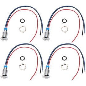 Resim Mufunye 4 Adet 10mm Ön Kabloolu Metal Led Işık, Ip67 Su Geçirmez, 3-6v Ortak Anot, Kırmızı-mavi İki Renkli, Araç/endüstriyel Kullanım 