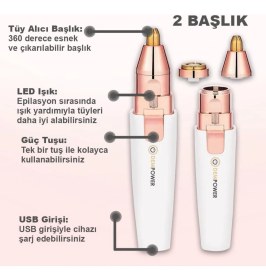 Resim Hane216 2 Başlıklı Yüz Tüyü ve Kaş - Bıyık Kıl Epilasyon Aleti 