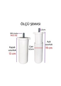 Resim 4 Adet Destek Ayağı 13-19 Cm Beyaz Ve 4 Adet Metal Düz Ayak Tabanı M8 Civatalı İnce Diş Mobilya Kanepe Baza Koltuk Seti 