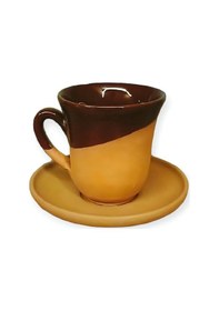 Resim Toprak Doğal Fincan 110 Ml Çift Katmanlı 1 Adet Renk Kahverengi 