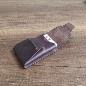Resim sumerianwallet Minimalist Dikey Ön Cep Cüzdanı Crazy Deri Kahverengi 
