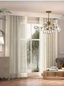 Resim Br Favolli Ekru Renk Keten Görünümlü Pileli Tül Perde Ütü Istemez Ekru 