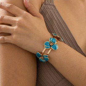 Resim Kadınlar için şık altın tonlu alaşımlı açık manşet bilezik - Düğünler, partiler ve tatil tarzı için mükemmel, tatil aksesuarı|Şık manşet|Alaşımlı yapı 