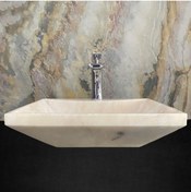 Resim SİPAHİMARBLE Afyon Sarılı Batarya Çıkışlı Dikdörtgen Lavabo 