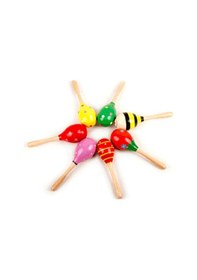 Resim Renkli Marakas Çıngırak Ahşap Marakas Asorti Çocuk Bebek Çıngırağ 