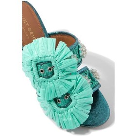 Resim Kurt Geiger Raffia Buckle Lüks Tasarım Topuklu Sandalet Mavi 