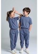 Resim Levi Koloni Mavi Pamuklu Çocuk Jogger Tshirt 2'li Takım-mavi Mavi 