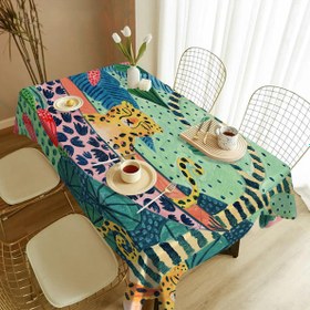 Resim 1 adet Canlı Hayvan Baskılı Masa Örtüsü - Dikdörtgen Polyester Masa Örtüsü, Çaydanlığı ve Kupalar Tasarımı ile, Düğünler, Doğum Günleri, Piknikler ve Kamp için İdeal, Parti Masa Örtüsü | Canlı Masa Ayarları | Dayanıklı Masa Örtüsü, Masa Süsleri 