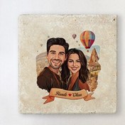 Resim Peri Bacaları ve Aşkımız Karikatürlü Taş Bardak Altlığı 