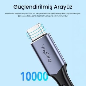 Resim Veggieg USB 4.0 E-Mark 240W 40Gbps Thunderbolt 4 8K 60Hz Type-C Görüntü Hızlı Şarj ve Data Kablosu 1 Metre 