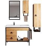 Resim Denko Dila 100 Cm Mdf Banyo Dolabı Takımı + Boy Dolabı Çok Renkli 