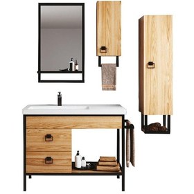 Resim Denko Dila 100 Cm Mdf Banyo Dolabı Takımı + Boy Dolabı Çok Renkli 