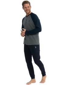 Resim U.s. Polo Assn. Erkek Yakası Düğmeli Parçalı Pijama Takımı 001 