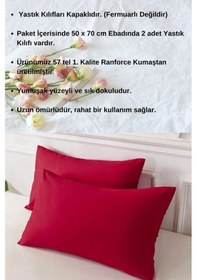 Resim Bordo Renkli Pamuklu Ranforce Kumaştan Yastık Kılıfı 2 Adet 