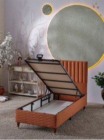 Resim Beehanem Bengü 90x190 Tek Kişilik Baza+başlık+yatak 3 Lü Set Krem 90 X 190 