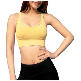 Resim Gajeena Kadınlar İçin Nefes Alabilen, Ayarlanabilir Sırtlı, Çıkarılabilir Pedli Spor Sütyeni - Yoga Ve Koşu İçin İdeal Sarı 