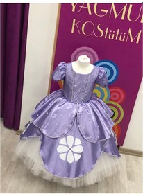 Resim Prenses Sofia Model Kız Çocuk Doğumgünü Elbisesi & Parti Kostümü 