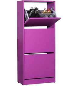 Resim Flat Duo 3 Katlı Ayakkabılık Dolabı - Mor 