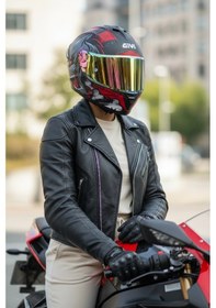 Resim Gıvı 50.x Wıld Mat Kırmızı 1 Renkli 1 Şeffaf Vizörlü Motosiklet Kask İridyum Vizör + Şeffaf 