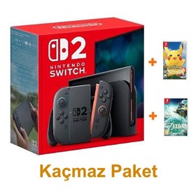 Resim Nintendo Switch 2 Oyun Konsolu + Nintendo Switch Pokemon Lets Go Pikachu Oyun + Nintendo Switch The Legend Of Zelda Tears Of The Kingdom Oyun 