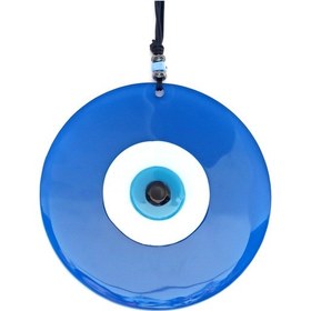 Resim Cam Nazar Boncuklu Mavi Renk 20 Santimetre El Yapımı Duvar Süsü 