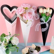 Resim 10 Adet Romantik Kalp Tek Çiçek Kutusu Ambalaj Çantası DIY Taşınabilir Elde Taşınan Çiçek Kutusu Kağıt Çiçek Düzenleme Kutusu Oda Dekoru 