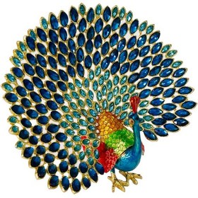 Resim Kristal Taş Süslemeli Metal Tavus Kuşu Mücevher Kutusu Şık Ve Z 