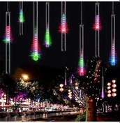 Resim Hfambition Meteor Yağmuru Led Işık Zinciri, 8 Boru 144 Led, 30cm Kış Bahçe Ev Dekorasyonu, Noel Sevgililer Günü Parti Işıkları Beyaz 