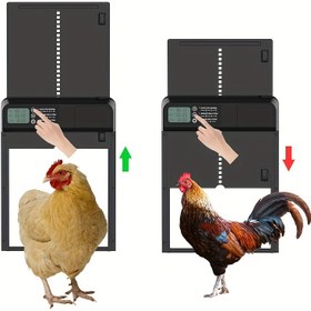 Resim Alüminyum Otomatik Tavuk Kümesi Kapısı Anti-Sıkışma Fonksiyonu ile - Kendi Kendine Yeterli, Elektriksiz Çalışma, Dahili LCD Ekran, Zamanlanmış Açma/Kapama Özelliğine Sahip Güvenli Kümes Muhafızı 