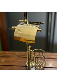Resim İsaoğlu Yapı Gold Tuvalet Kağıtlığı Gold Tuvalet Fırçası Gold Havluluk Ayaklı Komple Set Pirinç Materyal Gold 