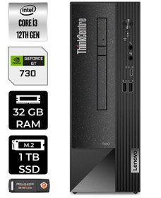 Resim LENOVO Neo 50S 11SX002VTXE378 i3 12100 32GB RAM 1TB SSD GT730 W11H MASAÜSTÜ BİLGİSAYAR 