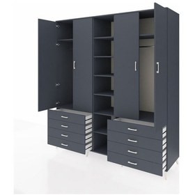 Resim Kronos Dolap 10 Raflı 8 Çekmeceli 2 Askılı 220x59x243 Antrasit-antrasit/antrasit Çok Renkli 