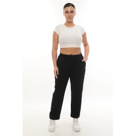 Resim Lady Majestic Rahat Kalıp Büyük Beden Kadın Cotton Eşofman Altı Siyah 