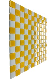 Resim MozaiKristaL Tüm yüzeyler için, 25x25 Beyaz-Sarı damalı, 31,5x31,5cm Fileli Cam Mozaik. ( 1 m2 Fiyatıdır. ) 