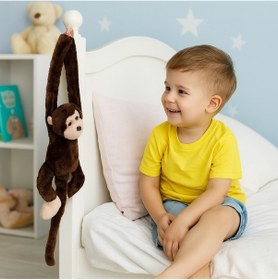 Resim 30 Cm Orta Boy Peluş Sesli Maymun Kahverengi 