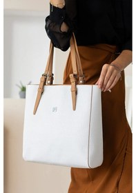 Resim Just Polo Günlük Kombinlere Uygun Kadın Taş Büyük Boy El Çantası 31 X 32 Cm Beyaz - Camel 