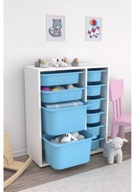 Resim Zen Çok Amaçlı Oyuncak Dolabı 10 Sepetli - Mavi 2d2k6u Mavi 