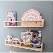 Resim Jaju Baby Pembe Çıtalı 60 Cm Çocuk Odası 2`li Montessori Kitaplık Raf Mobilya 