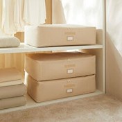 Resim 3'lü Mega Boy Bej Balıksırtı Baza Altı Hurç Set 74 X 46 X 22 Cm Ocean Home Textile